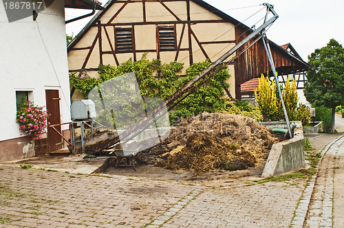 Image of dung heap with crane