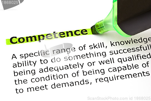 Image of Competence highlighted in green