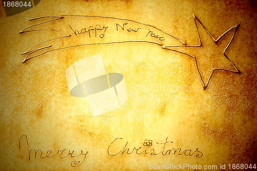 Image of Christmas card, letter drawing grunge Bethlehem star