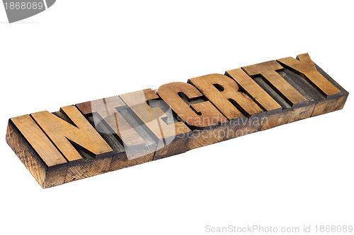 Image of integrity word in wood type