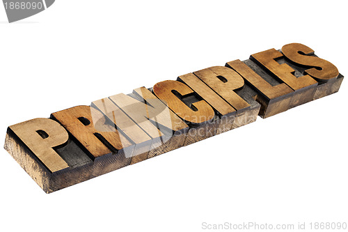Image of principles word in wood type