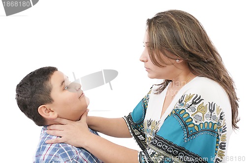 Image of family quarrel, mother and son 