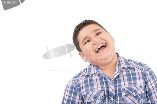 Image of Portrait of happy cute little boy laughing 
