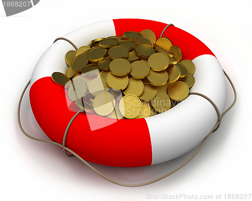 Image of Coins in lifesaver.