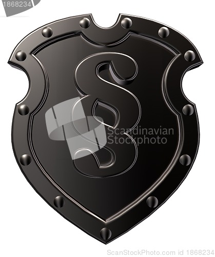 Image of metal emblem with paragraph symbol
