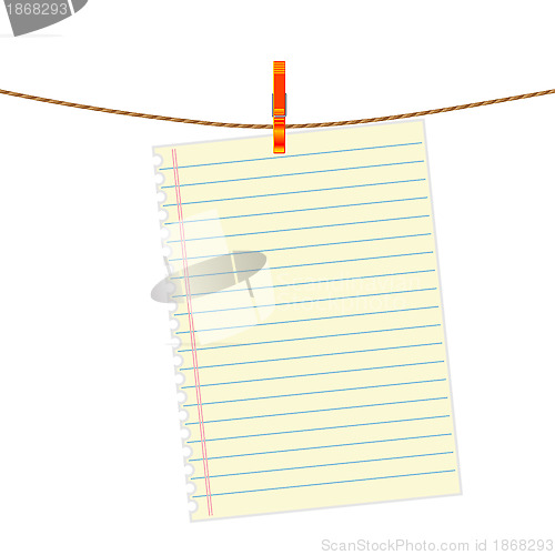 Image of Paper note at the rope with clothes pin