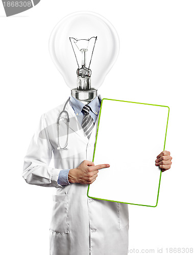 Image of Lamp Head Doctor Man With Empty Board