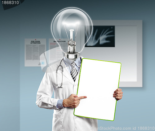 Image of Lamp Head Doctor Man With Empty Board