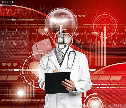 Image of Lamp Head Doctor Man With Stethoscope