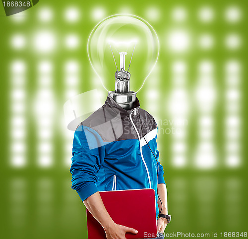 Image of Lamp Head Man With Laptop