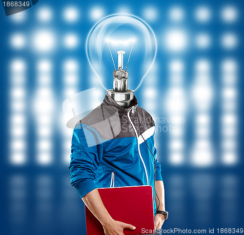 Image of Lamp Head Man With Laptop