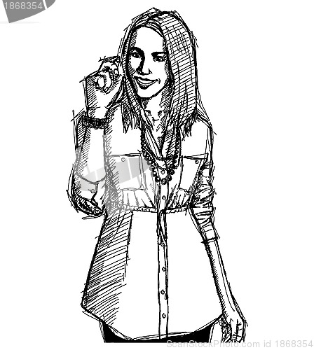 Image of Sketch Business woman Writting Something