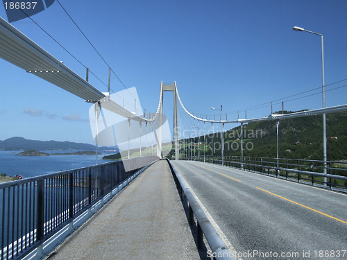 Image of Huge steel suspension bridge
