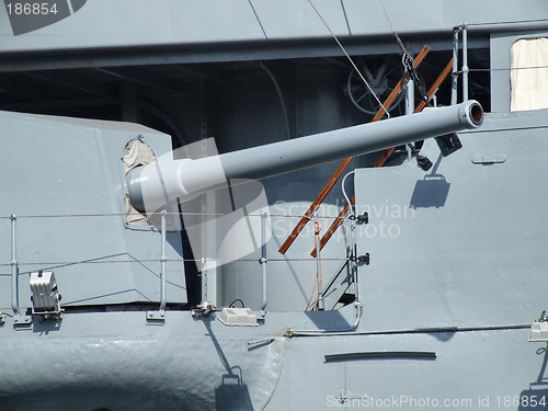 Image of Battleship cannon - military detail