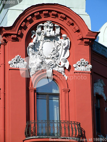 Image of Beautiful decorated red balcony