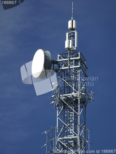 Image of Wireless GSM transmitter tower top