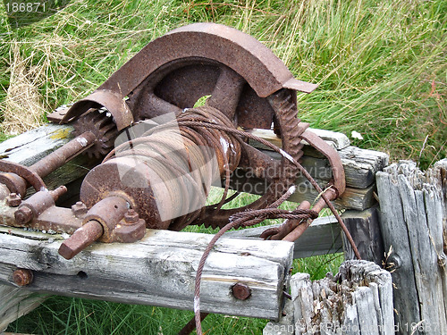Image of Old rusty windlass machine