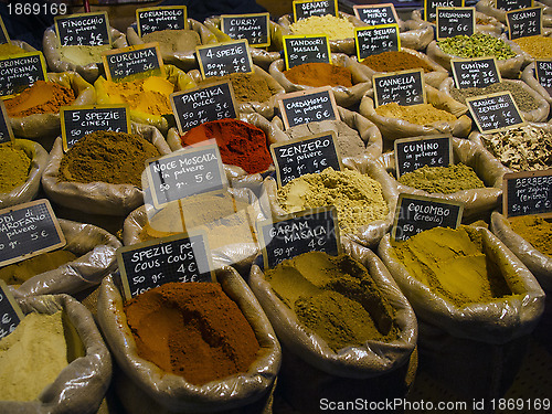 Image of various spices in the market 