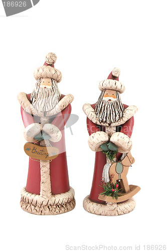 Image of Two Santa figures isolated