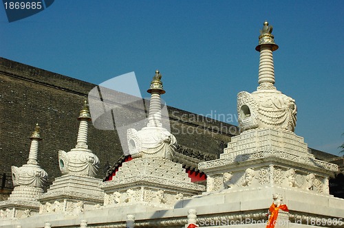 Image of White towers in a Tibetan lamasery