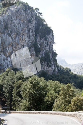 Image of beautiful landscape panorama with mountain and mediterranean sea