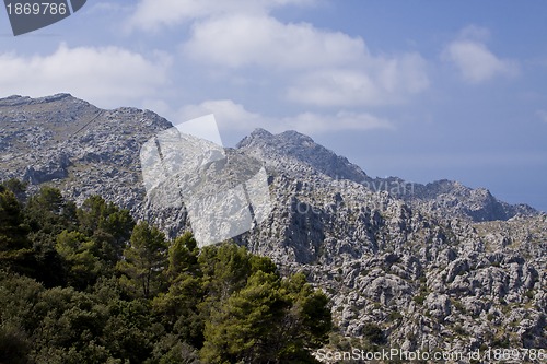 Image of beautiful landscape panorama with mountain and mediterranean sea