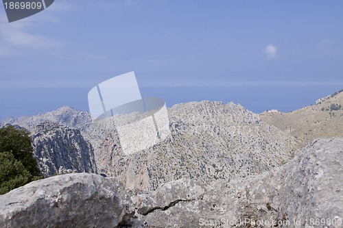 Image of beautiful landscape panorama with mountain and mediterranean sea