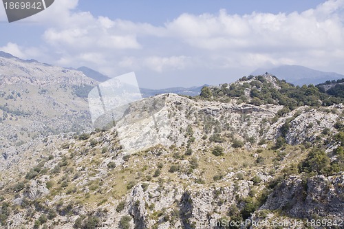 Image of beautiful landscape panorama with mountain and mediterranean sea