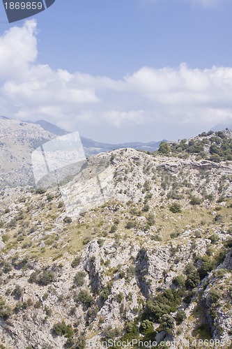 Image of beautiful landscape panorama with mountain and mediterranean sea