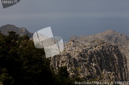 Image of beautiful landscape panorama with mountain and mediterranean sea