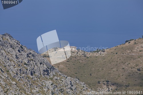 Image of beautiful landscape panorama with mountain and mediterranean sea