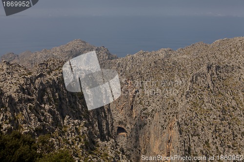 Image of beautiful landscape panorama with mountain and mediterranean sea