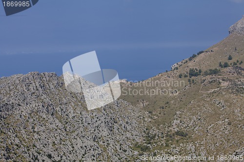 Image of beautiful landscape panorama with mountain and mediterranean sea