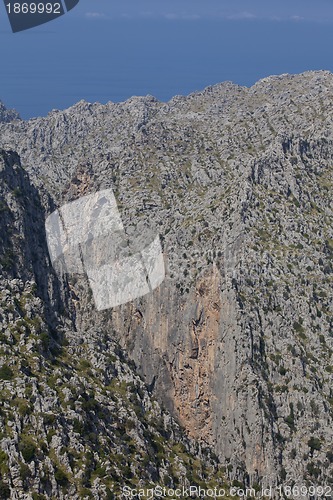 Image of beautiful landscape panorama with mountain and mediterranean sea