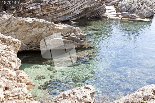 Image of beautiful riffs rock stone sea ocean in summer