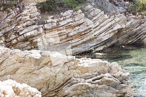 Image of beautiful riffs rock stone sea ocean in summer