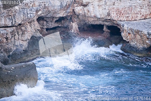 Image of beautiful riffs rock stone sea ocean in summer