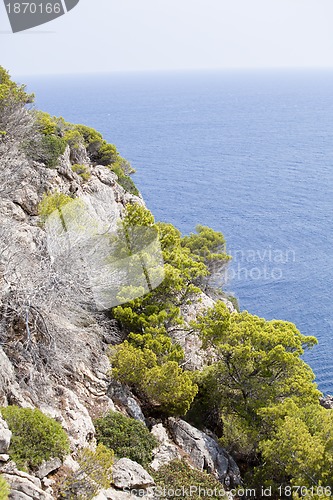 Image of beautiful riffs rock stone sea ocean in summer