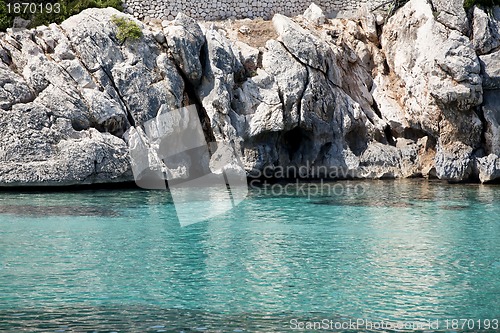 Image of beautiful riffs rock stone sea ocean in summer