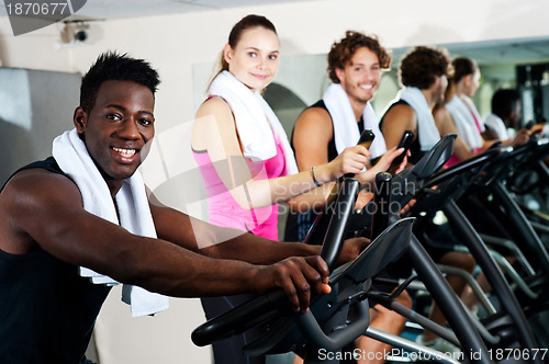 Image of Energetic group working out together