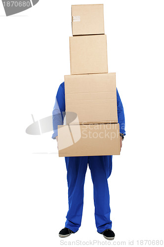 Image of Guy overloaded with pile of cartons