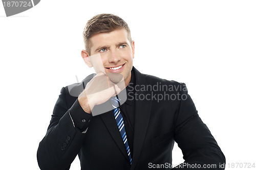 Image of I have an idea. Businessman thinking