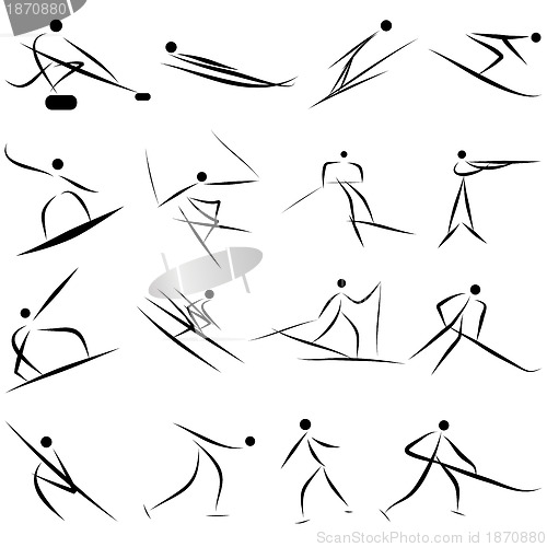 Image of Winter sport icon set