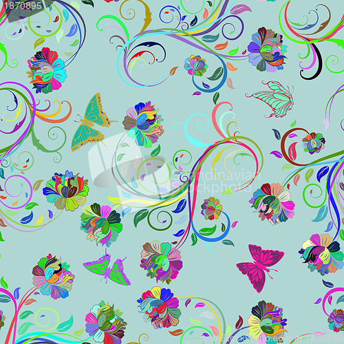 Image of Seamless multicolor floral pattern
