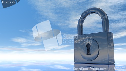 Image of padlock under blue sky