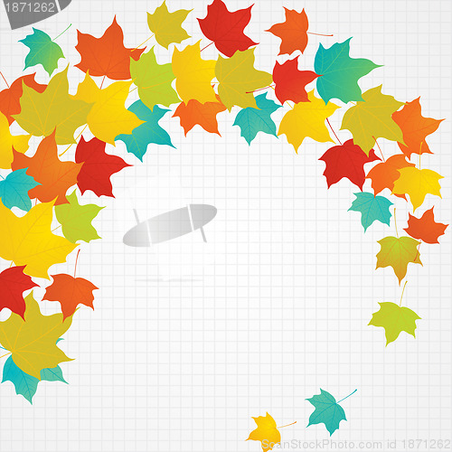Image of Autumn flying leaves with blank copy space
