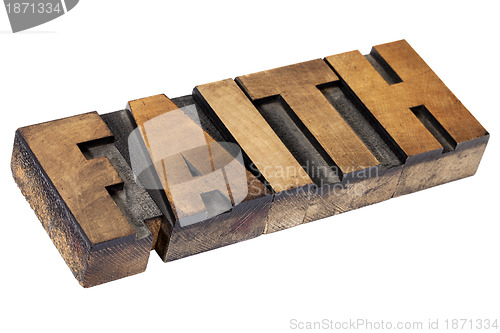 Image of faith  word in wood type