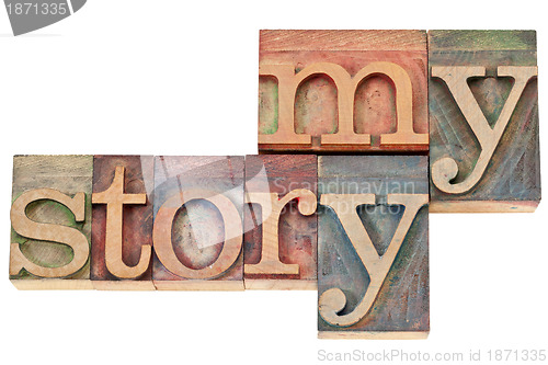Image of my story - words in wood type