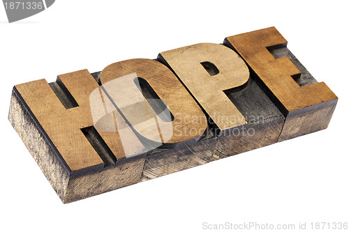 Image of hope word in wood type