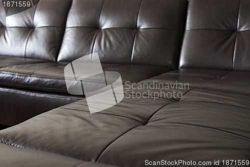 Image of Black leather sofa